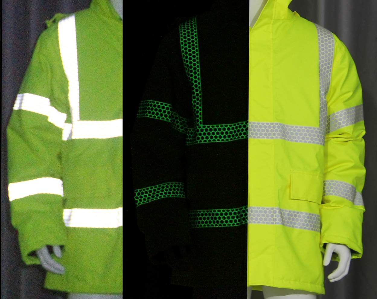 glow in the dark and reflective safety hi-vis ppe jacket honeycomb