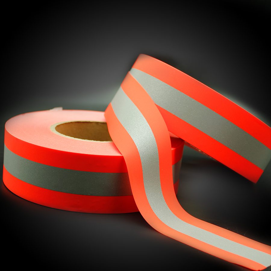 MHR-5744 fluorescent orange FR reflective tape in daylight